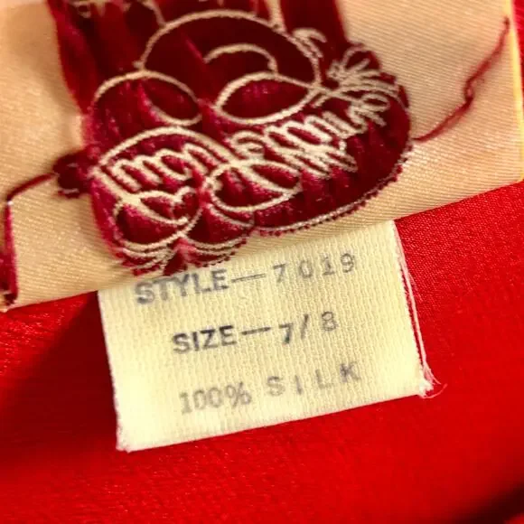 Vintage 80s SILK Elegant Red Cowl Neck Shift Dress Minimalist Old Money 7/8 - Picture 9 of 10